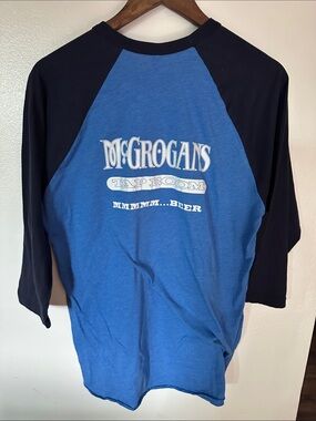 American Apparel Blue Tee with Black Ringer Collar